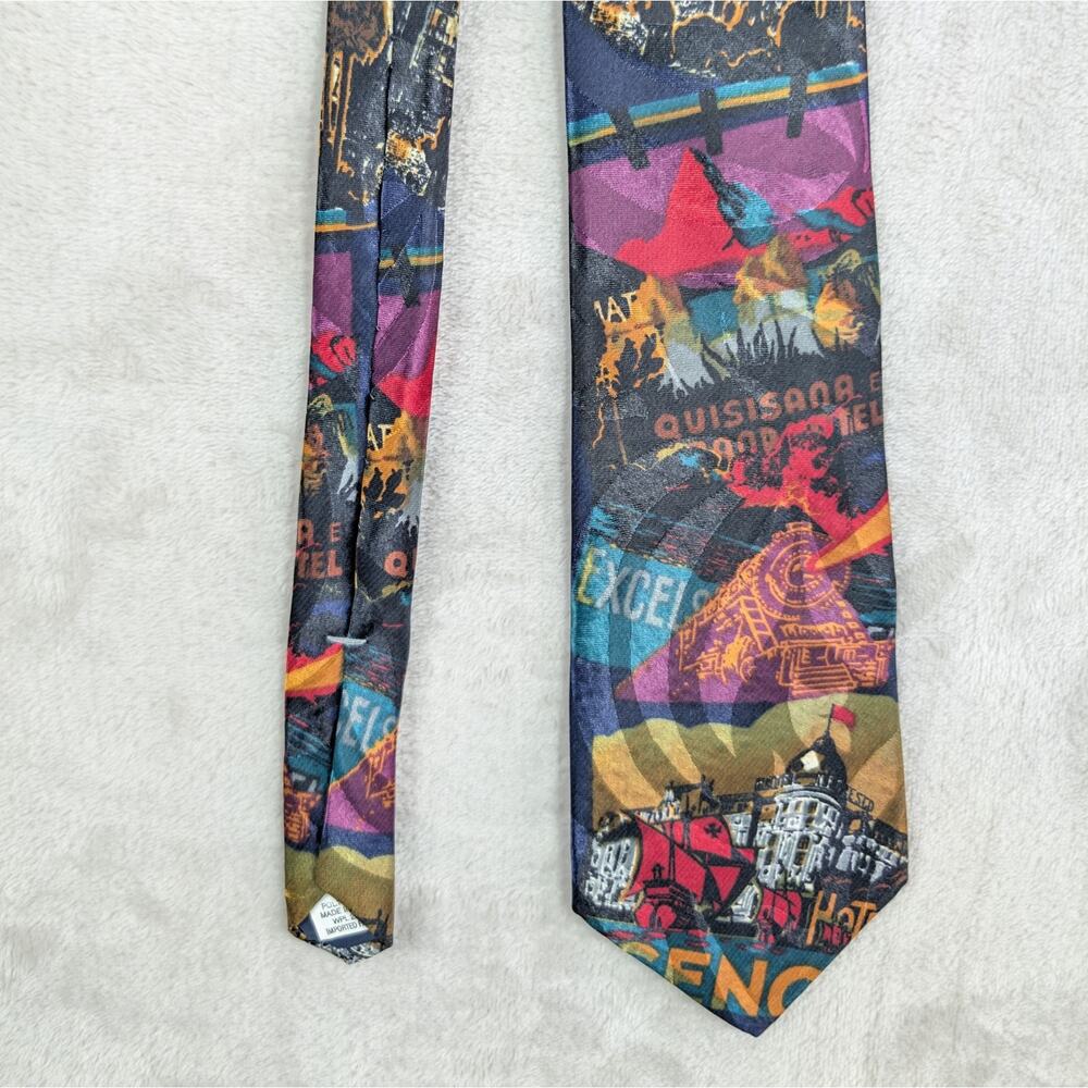 Florenzi Collection Abstract Design Colorful Polyester Tie Made In USA